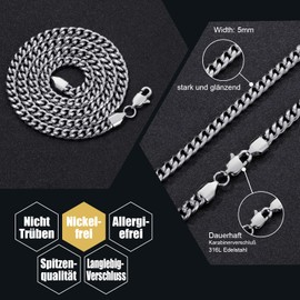 VEXXS Curb Chain Gold Men's 4/5 mm, Gold Chain Men's 14 Carat Gold-Plated Cuban Stainless Steel Necklace Men's Chain, Cuban Link Chain Gold Chain for Men Women Men Boys Jewellery Gift, 46-66 cm, Gold