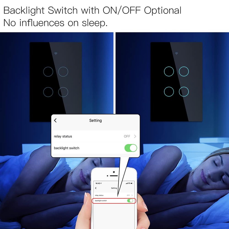 MOES 2.4GHz WiFi Wall Touch Smart Switch Neutral Wire Required,