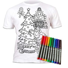 Splat Planet Christmas T-Shirt Colouring Pages with 10 Non-Toxic, Washable Magic Pens - Colour Your Own T-Shirt, Dyeing and Washing Out and Dyeing Again Children's Birthday Party (9-11 Years)