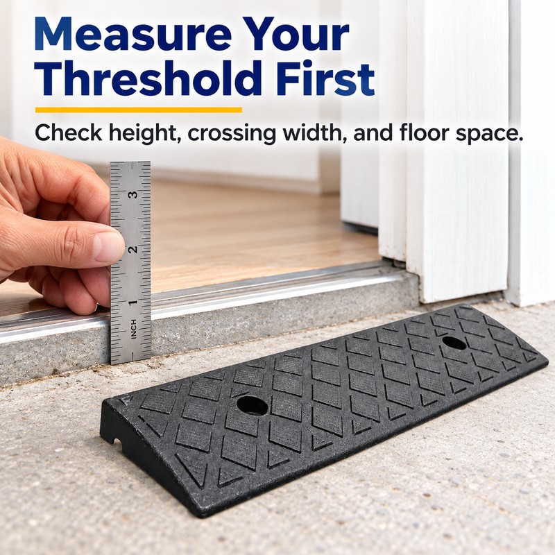 Plastic Threshold Ramp – 1.18-Inch Rise, 19.69-Inch Width, Textured Surface,