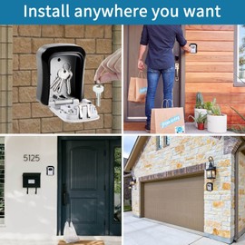 ARKEROO Key Safe Wall Mounted-Keysafe Outside Police Approved-Key Lock Box-Key Box Outdoor Indoor to Share-Lockbox-Outdoor Key Safe (846)