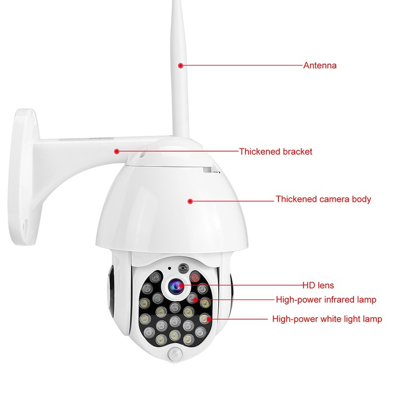 1080P Wireless Wifi PTZ Camera 21LED Smart Alarm Waterproof CCTV