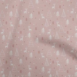 oneOone Cotton Poplin Rose Pink Fabric Christmas Doodle Dress Material Fabric Print Fabric by The Yard 56 Inch Wide