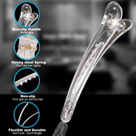 Pinzas para el pelo para mujer, 12 unidades, pasadores de pelo de cocodrilo, pinzas para el pelo con facturación de pato, antideslizantes, de plástico colorido, para seccionar, transparentes