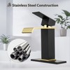 Bathroom Sink Faucet, Black and Gold Color, Waterfall Style, SUS304