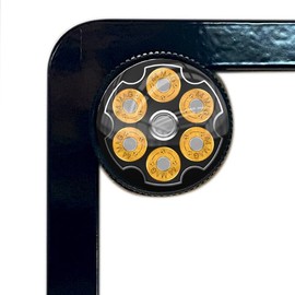 Tricktoppers 4 Black Knurled Motorcycle License Plate Frame Fastener Hardware Tag Bolts Screws Kit Custom Logo (USA Brand) - 44 MAG Revolver Gun 2nd Amendment Logo