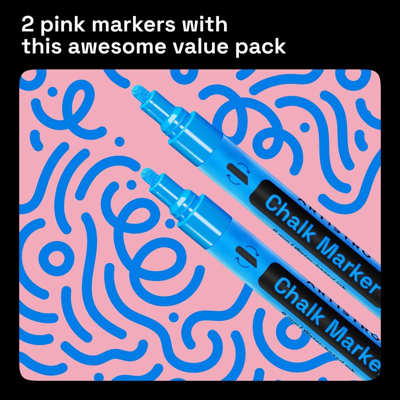 ARTISTRO 2 x Blue Fine Point Chalk Marker Pens