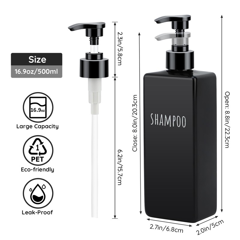 Segbeauty Refillable Shampoo and Conditioner Bottles Set, 6 Pack Empty