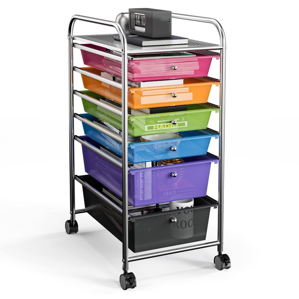 6 Drawer Rolling Storage Cart Tools Scrapbook Paper Office School Organizer New