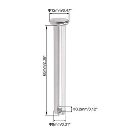 sourcing map Single Hole Clevis Pins - 8mm X 60mm Flat Head 304 Stainless Steel Link Hinge Pin 5Pcs