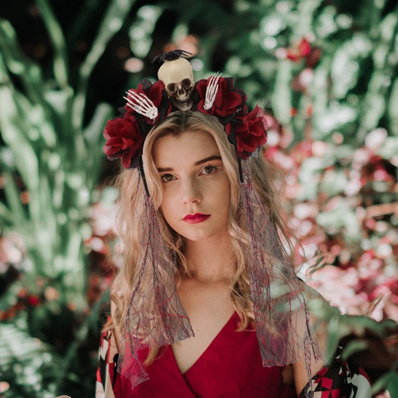 TOVINANNA Skull Hair Accessories Floral Headpiece Festival Headband Mexican Headband