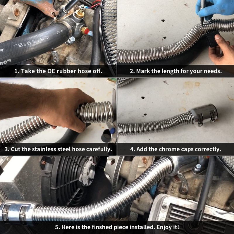 iRKY 36" Stainless Steel Radiator Hose Flexible Universal Water Hoses