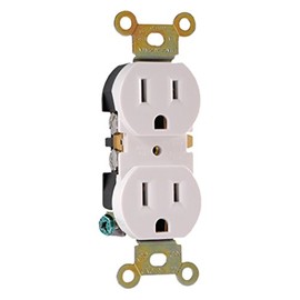 GE Duplex Receptacle Electrical Outlet, 3 Prong Electrical Socket, White, Wall Outlet, Easy Install, 15 Amp, UL listed, In-wall Receptacle, 54864, 1 Pack