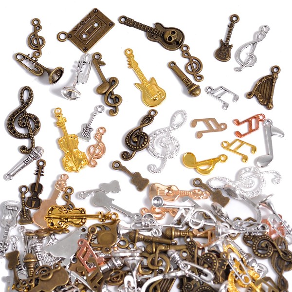 stino Music Charms 100g, Silver & Gold Guitar Charms for