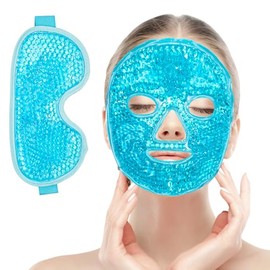 Antifaz de Gel para Ojos y Mascara de Hielo Facial Reutilizable, Compresa Fría y Caliente para Ojeras, Ojos Hinchados, Migraña y Cuidado Facial, con F