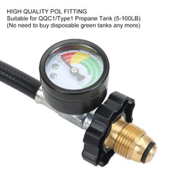 ATKKE 12FT Propane Hose Adapter 1lb to 20lb with Gauge, Propane Tank Grill Adapter Converter for Coleman Camp Stove, Portable Buddy Heater, Weber Q Gas Grill, Tabletop Grill and More 1lb Appliances