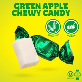 Zazers Green Apple Chewy Taffy Candy - 1-Pound Bag of Zazers Fruity Foil Chewy Candy – Green Apple Flavor, Individually Wrapped, Kosher (NET WT 454g)