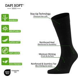 Dafi soft 6 Pack Men's Bamboo Dress Socks, Multipack, Made in Turkey (UK 6-8 / EU 39-42, 6x Black)