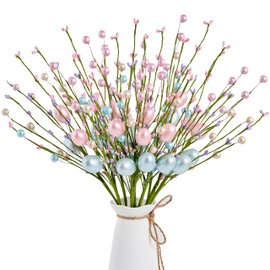 WSTPUPU Artificial Easter Stems 10 Pack Easter Egg Stems with Easter Eggs and Berries Easter Floral Picks for Home Centerpieces Table Settings Windowsill Vase Decorations and Easter Celebrations