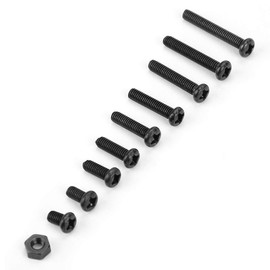 M3 Rounded Head Screws 300pcs M3*5/6/8/10/12/14/16/18/20 Carbon Steel Pan Head Phillips Head Screw, Black Screw Nut Mounting Assortment Kit