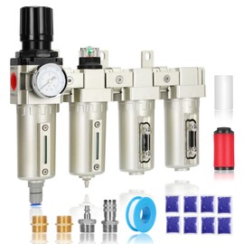 1/2" NPT Industrial Air Dryer for Compressor,4 Stage Air Compressor Water Separator System,Filter Oil Water Separator Dryer for Plasma Cutter and Paint Spray,Auto Drain