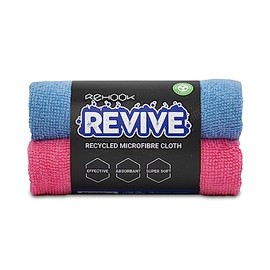 Rehook Revive Recycled Microfibre Cloth - Double Pack - Eco-Friendly Cleaning & Polishing Cloths, Streak Free, Machine Washable, Ideal for Delicate Surfaces, Bike, Car, Home