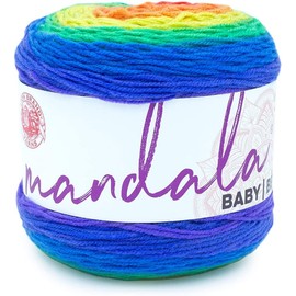Lion Brand Yarn - Mandala Baby - 6 Pack with Needle Gauge (Rainbow Falls)