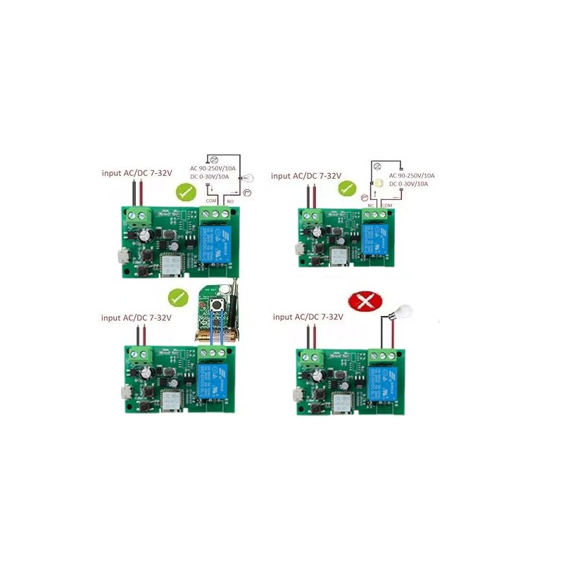 Huacaoe１CH WiFi Smart Switch Relay Module -10A Dry Contact Design