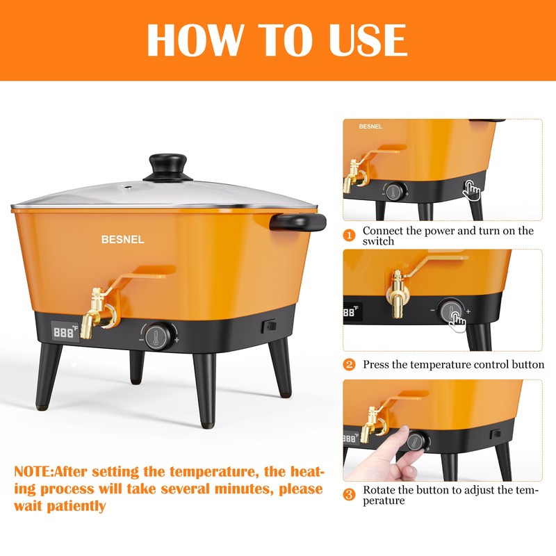 BESNEL Wax Melter for Candle Making, 8Qts Candle Wax Melting