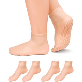 DLMDLM 2 Pairs Silicone Socks for Dry Cracked Feet, XL Anti Slip Soft Moisturizing Socks Softening Feet, Ultra-high Stretch Pedicure Socks Foot Care After Pedicure