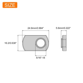sourcing map Slide in T-Nut with Offset Thread, 10Pcs 5/16"-18 Carbon Steel Zinc-Plating Nuts for T Track Extrusions