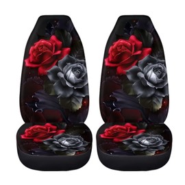 chaqlin chaqlin Romantisches Rosen-Autositzbezge-Set fr Damen und M?dchen, 2 Stck, Vintage-Blumen-Rot, Schalensitzbezug, Auto-Vordersitz-Kissenschutz, universelle Passform, Einheitsgr??e