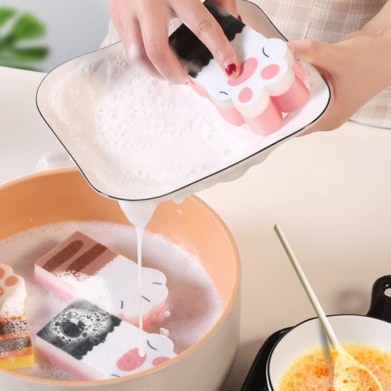 Kitchen Scrub Cat Paw: Non Scratch Dishwashing Sponge Cute Cat