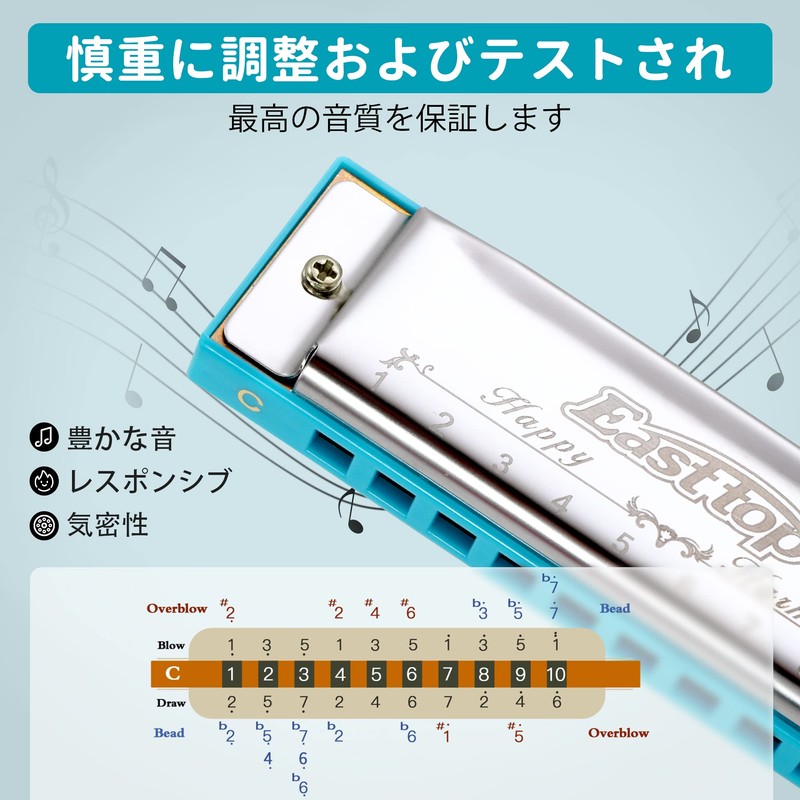 East top Harmonica Blues Harmonica Beginner C Tone 10 Holes