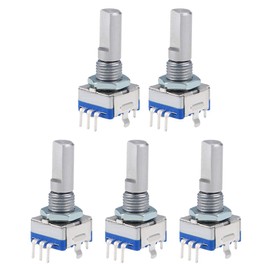 sourcing map 360 Degree Rotary Encoders Code Switch Digital EC11 7 Pins 20 mm D-Shaft Pack of 5