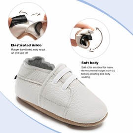Hmiya Soft Leather Crawling Shoes, Baby Shoes with Suede Soles, for Boys and Girls aged 0–6 Months, 6–12 Months, 12–18 Months and 18–24 Months
