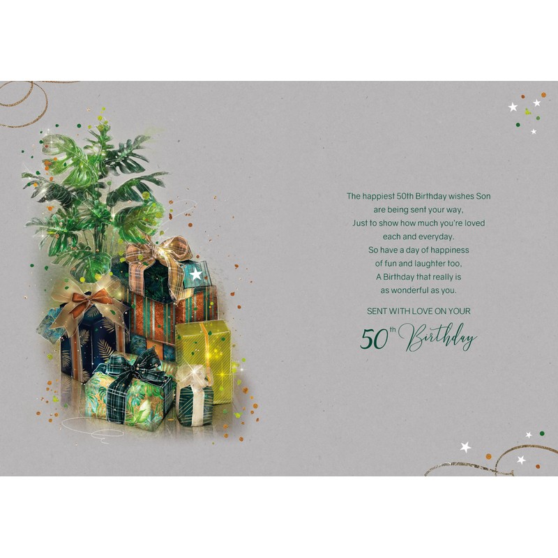 Cherry Orchard Son 50th Birthday LARGE Card Artistic Botanical Design