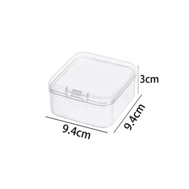 Globellapro 4PCS Square Transparent Plastic Organize,Small Storage Box with Lids,Empty Mini Clear Plastic Storage Containers Box Case for Small Item,9.4 * 9.4 * 3cm