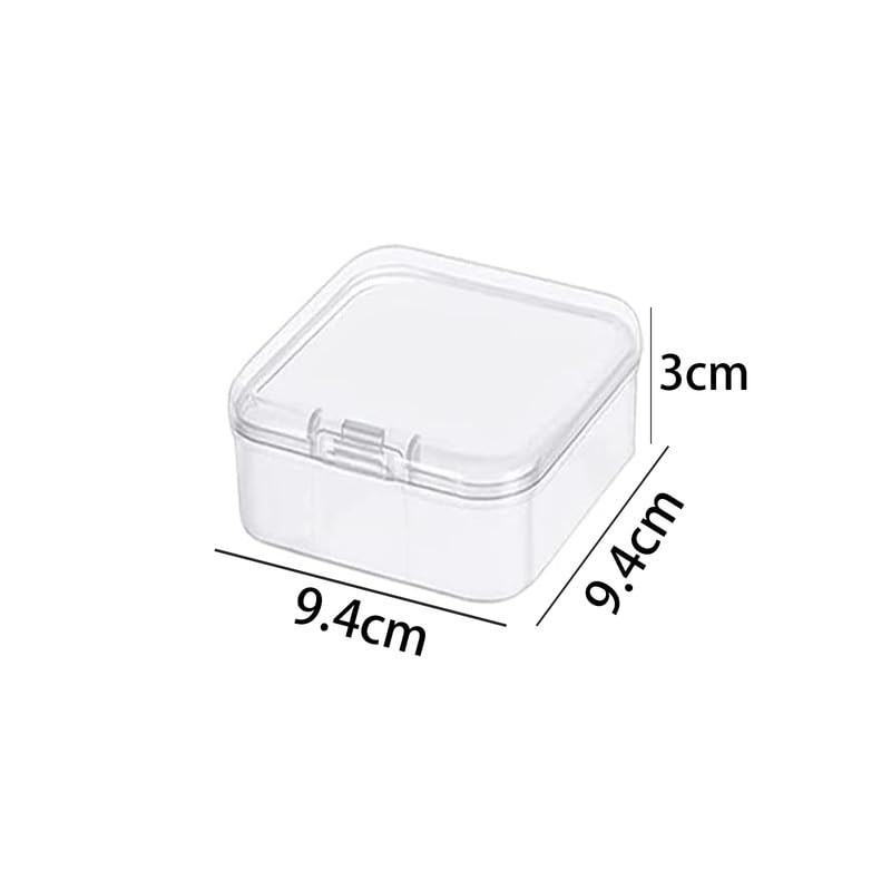 Globellapro 4PCS Square Transparent Plastic Organize,Small Storage Box with Lids,Empty