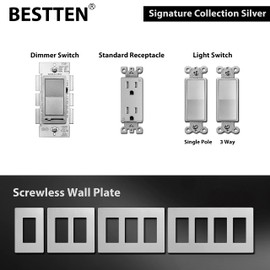 BESTTEN 10 Pack Matte Silver Dimmer Light Switch, Single Pole or 3-Way, Compatible with Dimmable LED, CFL, Incandescent and Halogen Bulb, LED Slide Dimmer Wall Switch, 120VAC, UL Listed