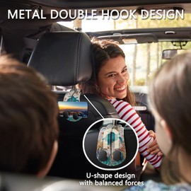 Blusabaca 2PCS Car Seat Back Storage Headrest Hooks, Sea Turtle Car Purse Holder Bags Hanger, PU Leather Double Metal Hook for Backseat Car Organizer, Women Car Accessories Organization