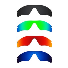 Alphax 4 Pair Polarized Replacement Lenses for Oakley Radar Path/Radar Path Asian Fit - Black+Green+Red+Deep Water