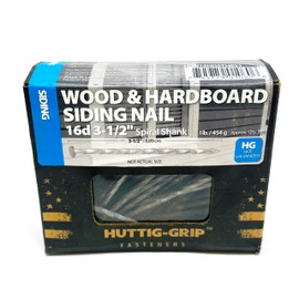 Huttig-Grip Wood and Hardboard Siding Nail 3-1/2 inches 16d 11 Gauge Spiral Shank, Galvanized Finish - 1 lb Pack of 80 Nails