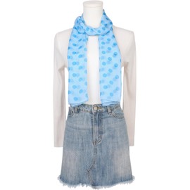 Elerevyo Women 1950s Retro Polka Dots Chiffon Scarf, Lightweight Soft Sheer Long Head Wrap Shawl Scarves for All Season 160x50cm/63.0x19.7 Sky Blue