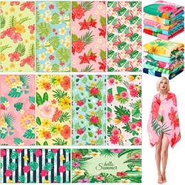 10 Packs Microfiber Beach Towel 28 x 55 Inch Oversized Large Quick Dry Thin Beach Towels for Pool Camping, Sand Free Lightweight Blanket for Women Adults Travel Swimming Picnic Sport(Fresh Floral)