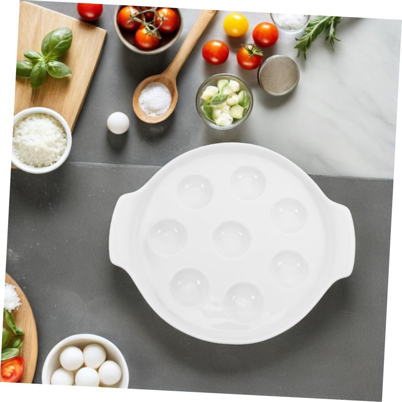 LIFKOME 2pcs Ceramic Escargot Baking Dish French Style Snail Platter