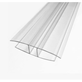 Pack of 2 Twin Wall Polycarbonate Greenhouse Panel H Connector Profile, Clear Color, Used to Connect Two Piece 8mm (5/16 inch) Thick Twin Wall Polycarbonate Panels Together (4 Foot), 2 Pieces