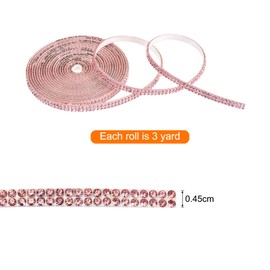 MECCANIXITY Rhinestone Strips,3 Yard 0.2 Inch Adhesive Rhinestone Ribbon Bling Rhinestone Tape for for DIY Crafts, Party Car Phone Decorations,Light Pink