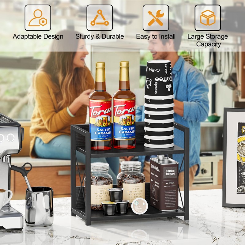 Giikin Kitchen Counter Shelf, 2 Tier Kitchen Spice Rack Organizer