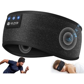 LOVE EYE Bluetooth 5.4 Sleep Headphones Headband, Breathable Wireless Headband with Ultra-Thin Speakers & HiFi Sound for Running, Yoga, Travel, Tech Gifts for Men Women, Sport Black